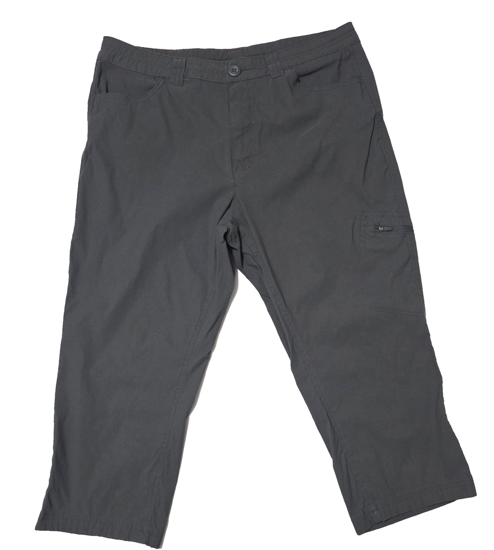Eddie Bauer Women's Size 10 Gray Stretch Nylon Hiking Capri Crop Cargo Pants